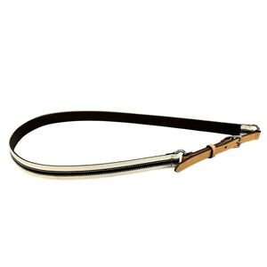 Coach Ladies Belt Leather White Canvas Stripe Preppy Summer Classic Thin 3962